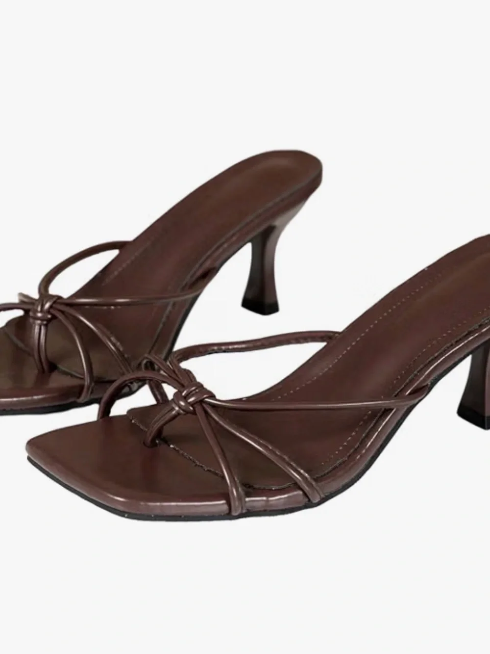 Women’s Brown Knotted Strappy Mid-Heel Sandals